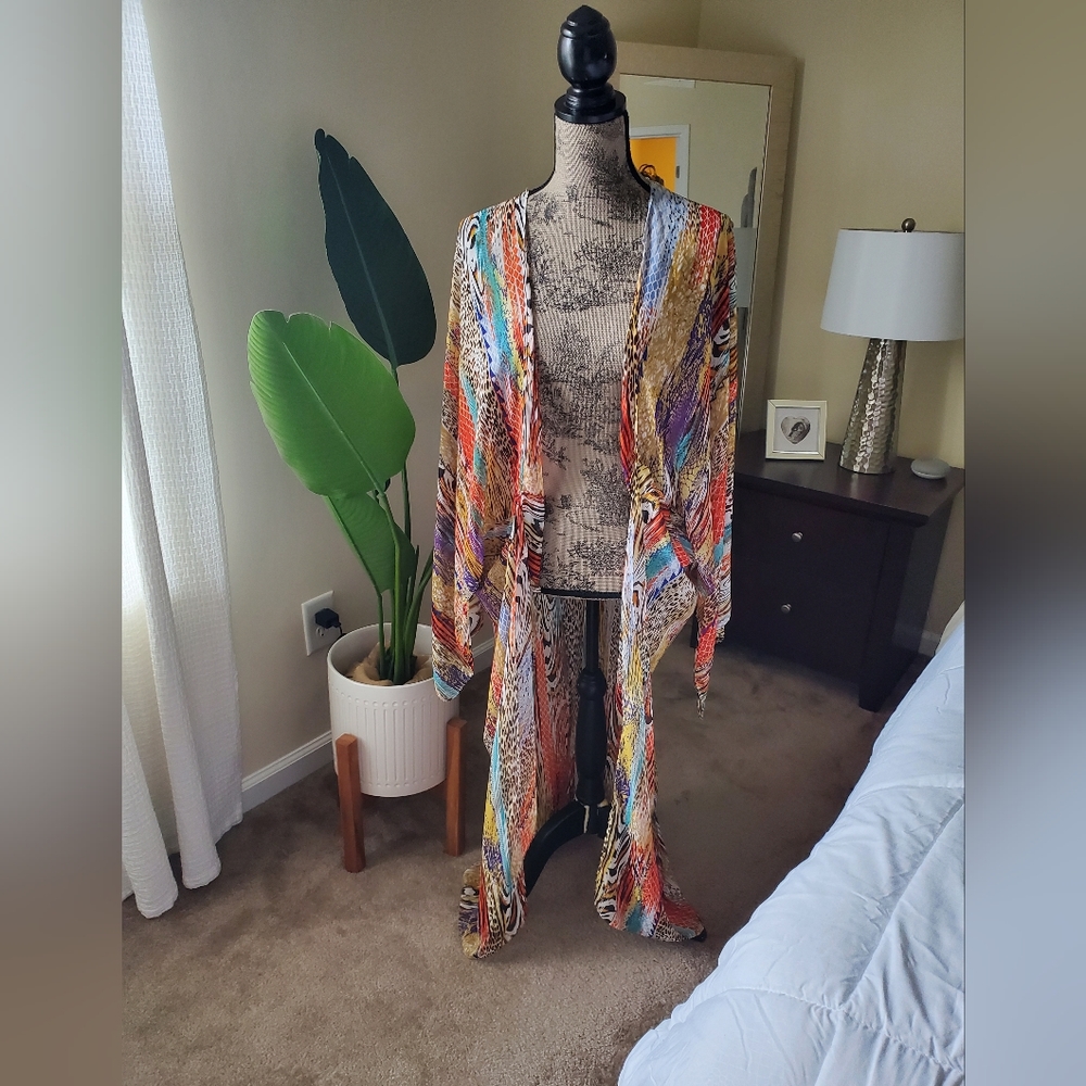 Orange Leopard Duster/Cardigan/Swim Coverup